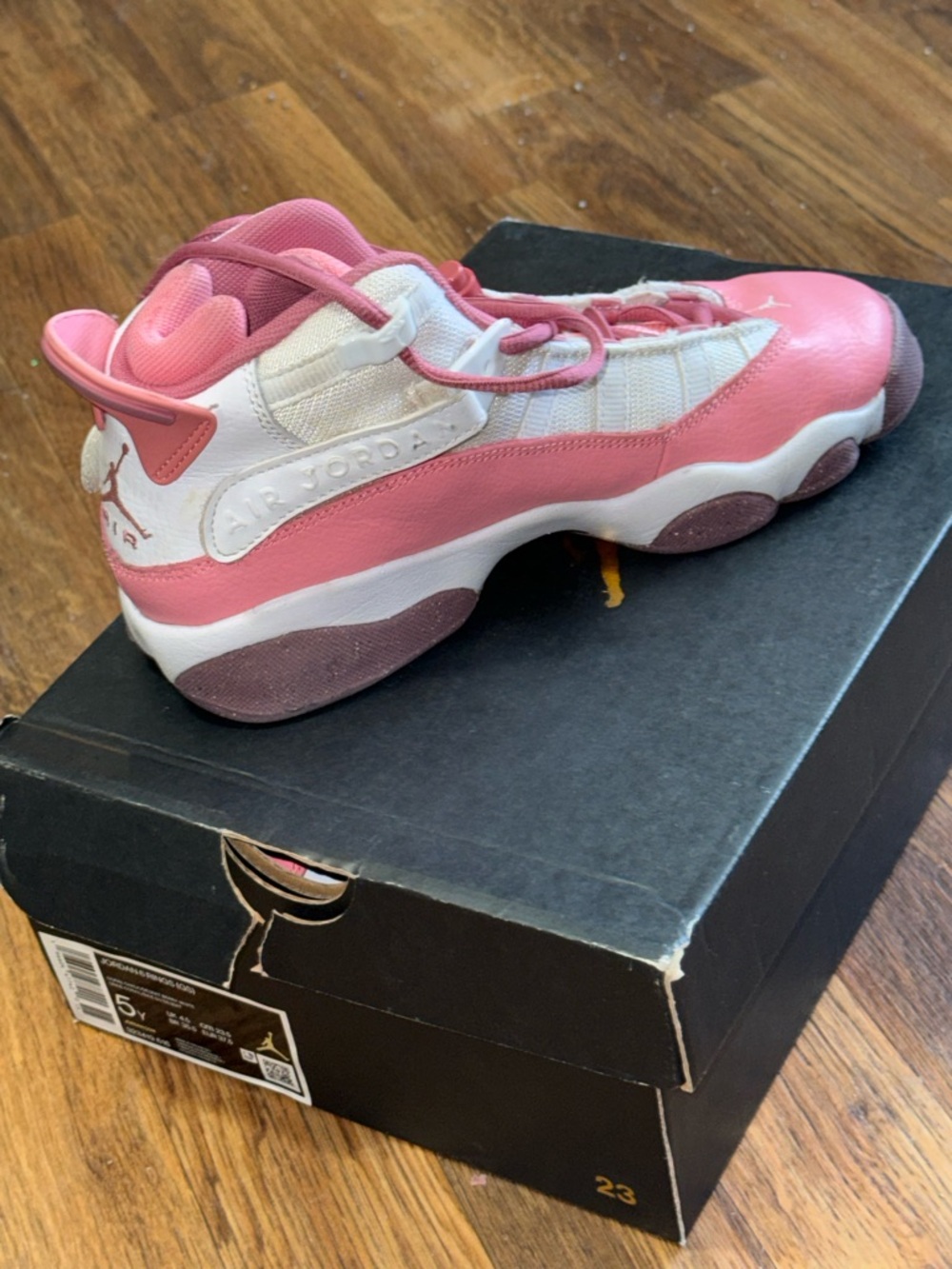 Nike Air Jordan 6 Rings GS Coral Chalk Desert Berry White Size 5Y Girls w/box - Picture 14 of 16